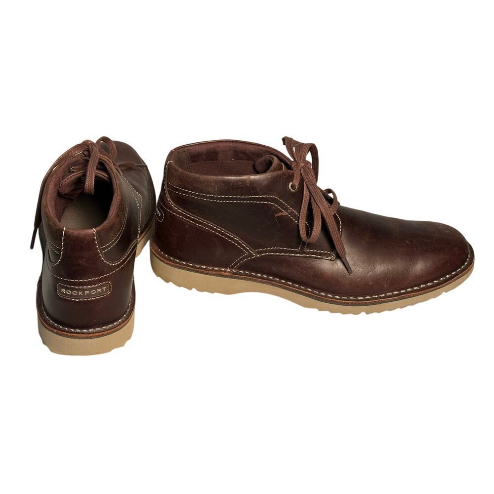 Rockport Cabot Chukka‎ Boots Men's Sz 10.5 Brown Beeswax Memory Foam Lace Up EVA